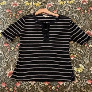 Madewell Black and White Striped Short Sleeve Top